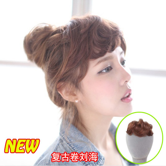 假刘海蓬松卷刘海假发女韩式复古隐形刘海卷发斜齐刘海片假发头帘,美发护发/假发,刘海片,淘宝优惠券,粉丝福利购,淘宝优惠卷