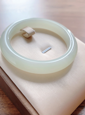 59.1圈口-晴水色-平安镯-青海料-天然和田玉手镯-梧桐家