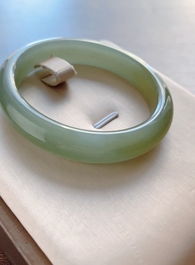 51.5圈口-晴水色-贵妃镯-青海料-天然和田玉手镯-梧桐家