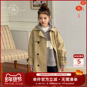 英伦风洋气儿童中长款 小叮尤尤女童双排扣风衣2026春季 新款 外套