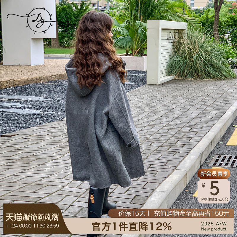 加厚女童双面羊毛大衣外套