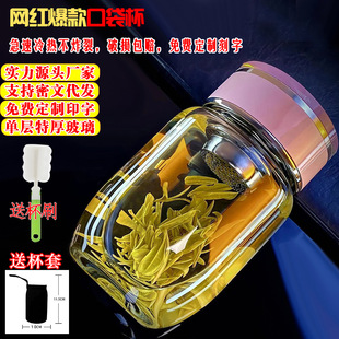 加厚耐热玻璃杯便携茶水分离玻璃杯小巧男女通用大容量墩墩 新款