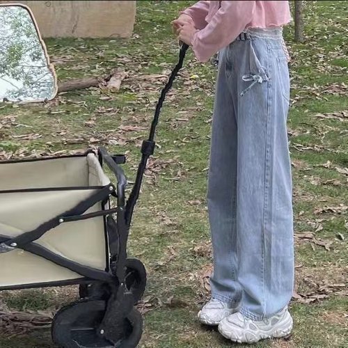 春夏蝴蝶结牛仔阔腿长裤