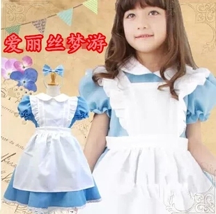 包邮爱丽丝梦游仙境女仆灰姑娘Cos服装万圣节迪士尼动漫展演出服