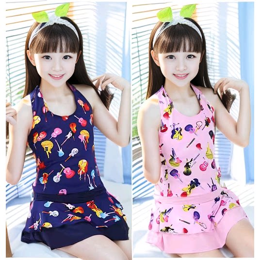 胖女童泳衣加肥加大中大童初中生保守泳衣微胖女孩分体游泳装温泉