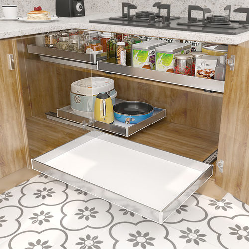 Ipin艾品带滑轨橱柜厨具收纳托盘