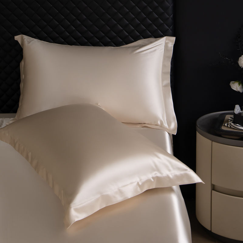 真丝枕套一对装纯色双面桑蚕丝绸冰丝成人美容枕头套48X74cm枕巾