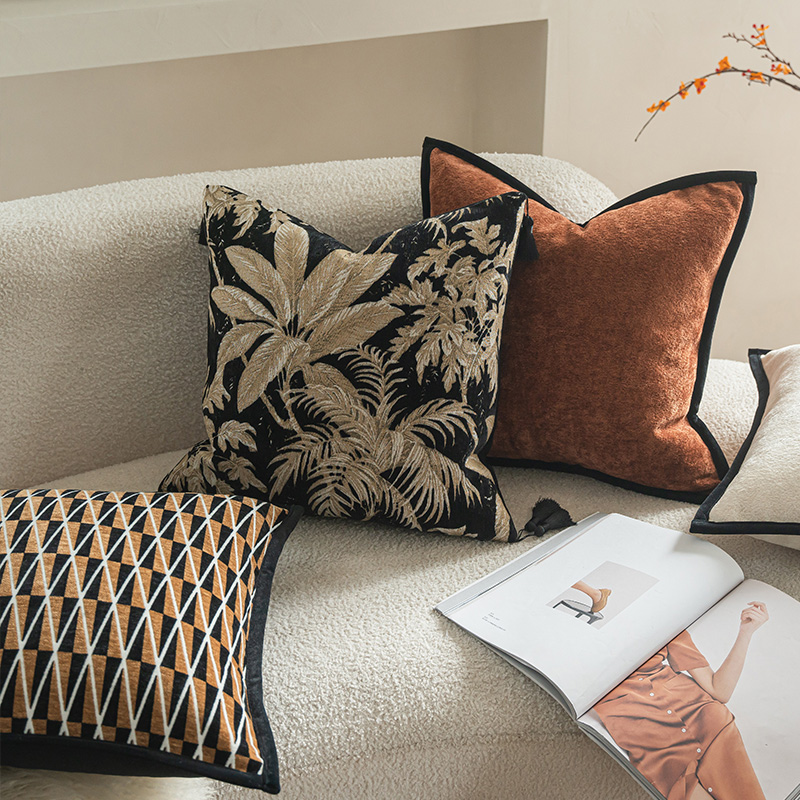 轻奢高级感沙发抱枕套客厅沙发床头靠垫靠枕套美式中古风流苏腰枕