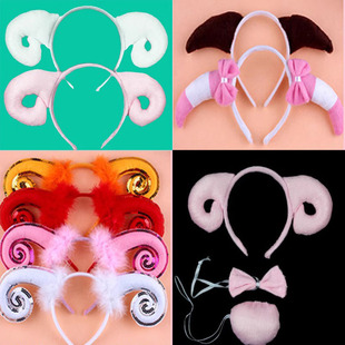 元旦节表演绵羊角兔耳朵发箍卖萌幼儿园成人直播白羊山羊头箍成人