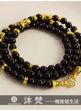 泰国黑玛瑙金色男女款佛牌链