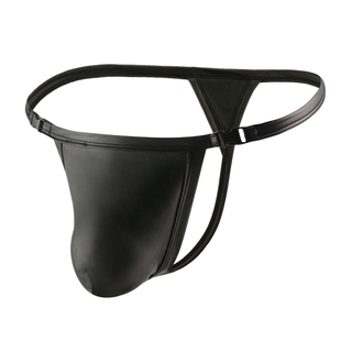 男士单丁两边纽扣可拆内裤仿皮丁字裤三角裤t字性感漆皮青年裤衩