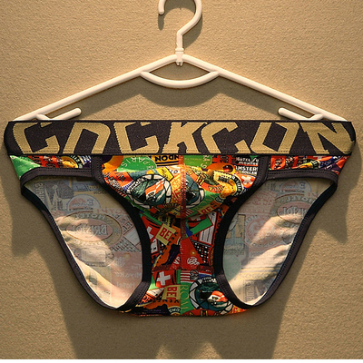 男士三角内裤纯棉大囊袋印花透气