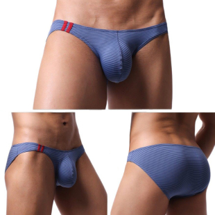男士三角内裤条纹状U凸大囊袋性感舒适透气青年比基尼速干短裤衩