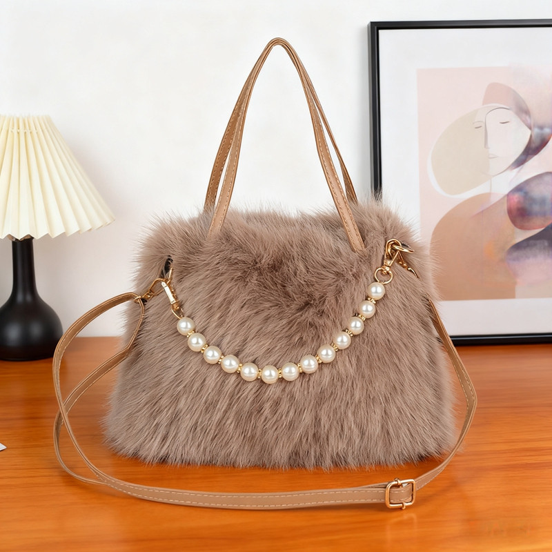 手拎包秋冬毛毛包女士斜挎包手提包学生党百搭时尚斜跨包毛绒小包