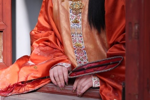 檀绾葫芦吉祥小金花暗花纱布料明制道袍圆领汉服面料舒服透气夏女