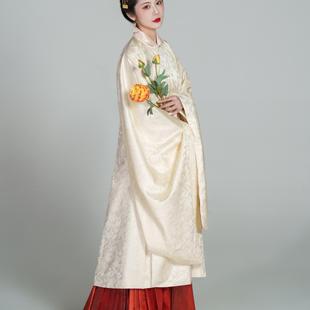 檀绾-金通龙凤缠枝莲暗纹立领长衫明制汉服女斜襟缎面春秋冬