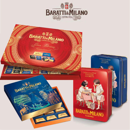 意大利进口 Baratti & Milano坚果牛奶黑巧克力什锦口味零食礼盒