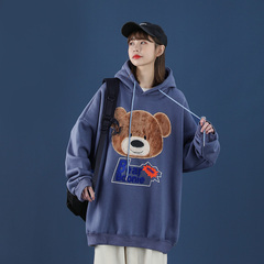 Men's and women's bear sweater hooded and plush loose coat