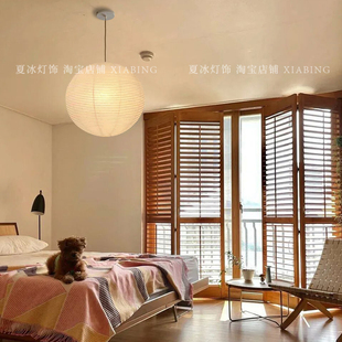 饰灯宋式 圆形灯具氛围装 美学餐厅灯 蚕丝吊灯卧室书房北欧风格 日式