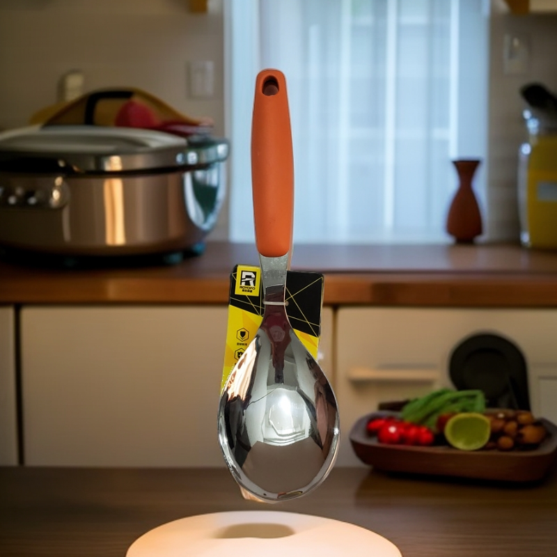 荣发泽盛不锈钢饭勺黑色饭瓢塑料舒适防烫手柄成人打饭铲盛饭厨房