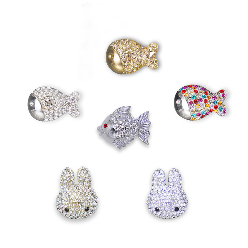 Popits人字拖专用饰品小鱼系列奥地利水晶