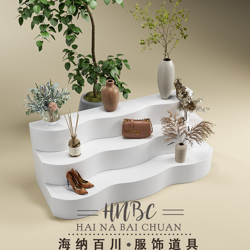 靠墙异形中岛台高低展示台桌子