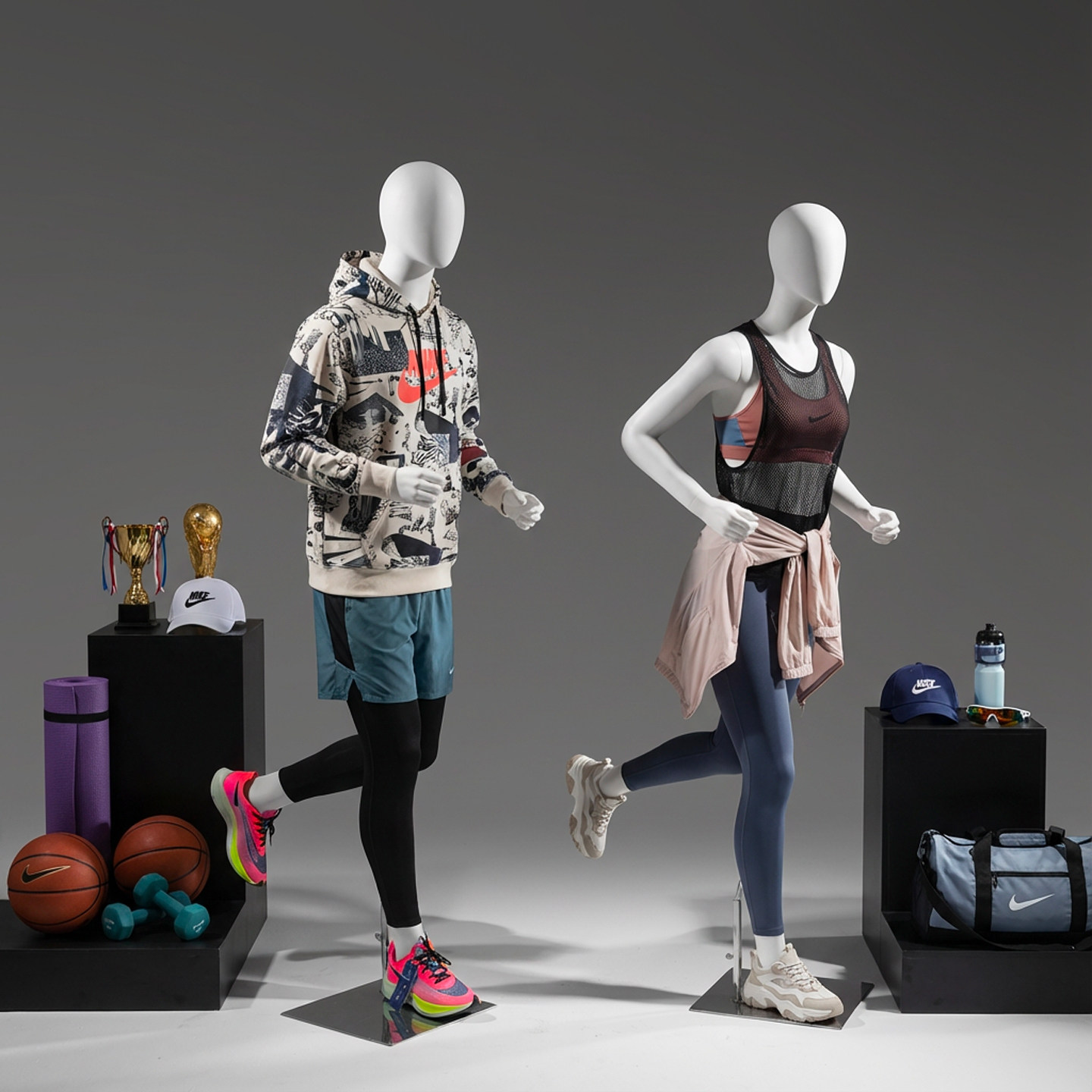 白色运动模特道具男全身服装店橱窗展示架模型男女假人体模特人偶