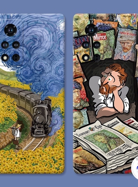 适用于花田火车华为荣耀v40手机壳v20v30pro可爱梵高v10文艺v9play防摔套