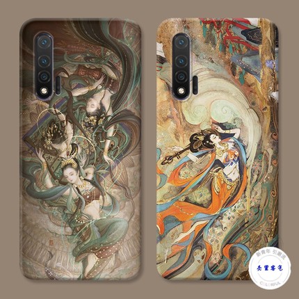 适用于敦煌壁画华为nova6手机壳5pro中国风3i4e2s艺术z女款se复古软防摔套