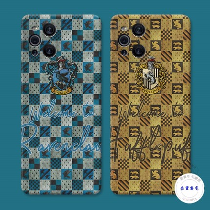 适用于棋盘格子oppo findx3手机壳x5 x2pro拉文克劳k10k7k5哈利波特防摔套