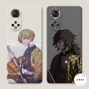 适用于我妻善逸华为荣耀80手机壳90+70pro福冈义勇60鬼灭之刃50男生30s/20i/10/9直屏版GT的se女款软十防摔套