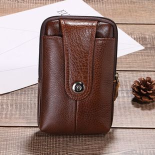 男士 磁扣手机腰包5.8尺寸牛皮穿皮带手机包潮牌斜挎防丢防水 竖款