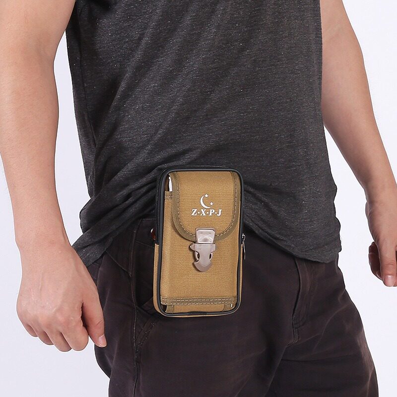 工地干活男土防尘袋专门装手机三隔层带卡扣插扣防盖手机腰包多层