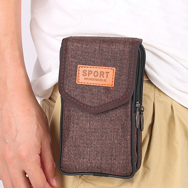 手机腰包男款男式户外多用途帆布软布袋手机的壳防摔防灰尘装多部