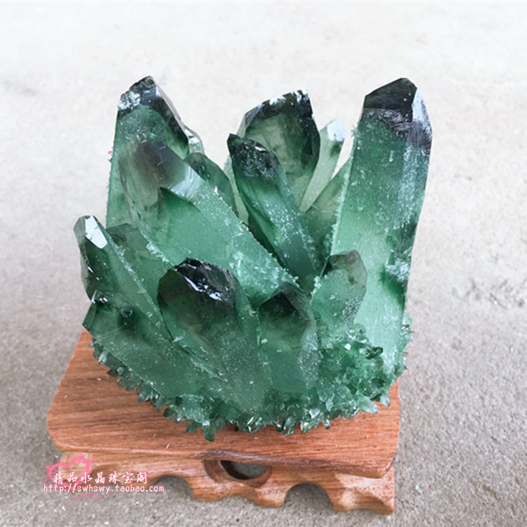 天然绿色水晶绿幽灵共生水晶簇原石原矿标本摆件消磁净化防辐射