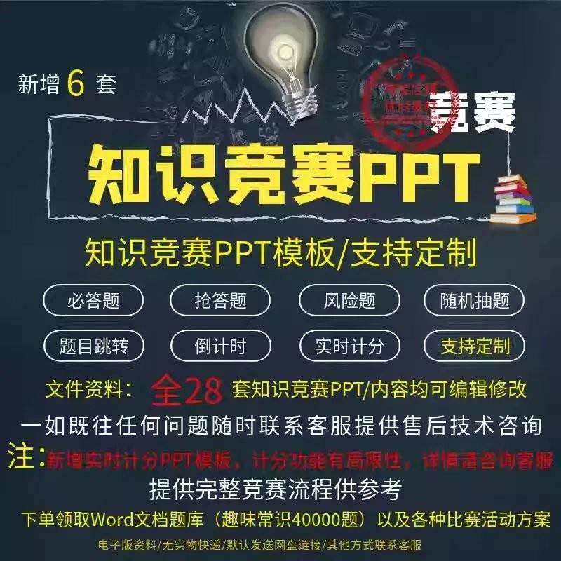 知识竞赛ppt随机抽题模板课件制作竞赛答题题库定制风险题抢答题