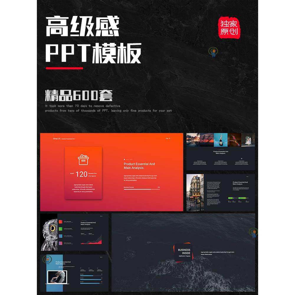 PPT模板高级感年终工作总结述职高端商务汇报动态画简约设计素材