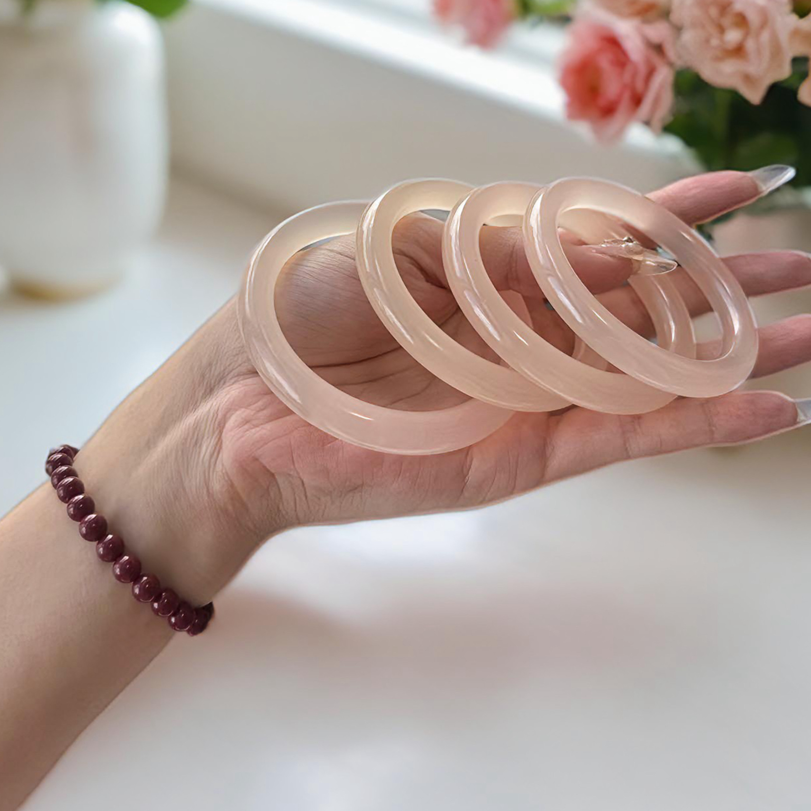 藕粉圆条阿富汗玉手镯福利学生款