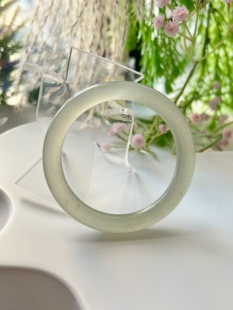 天然东陵玉手镯冰果冻56mm湖水绿玉镯轻奢少女镯子闺蜜送证书719