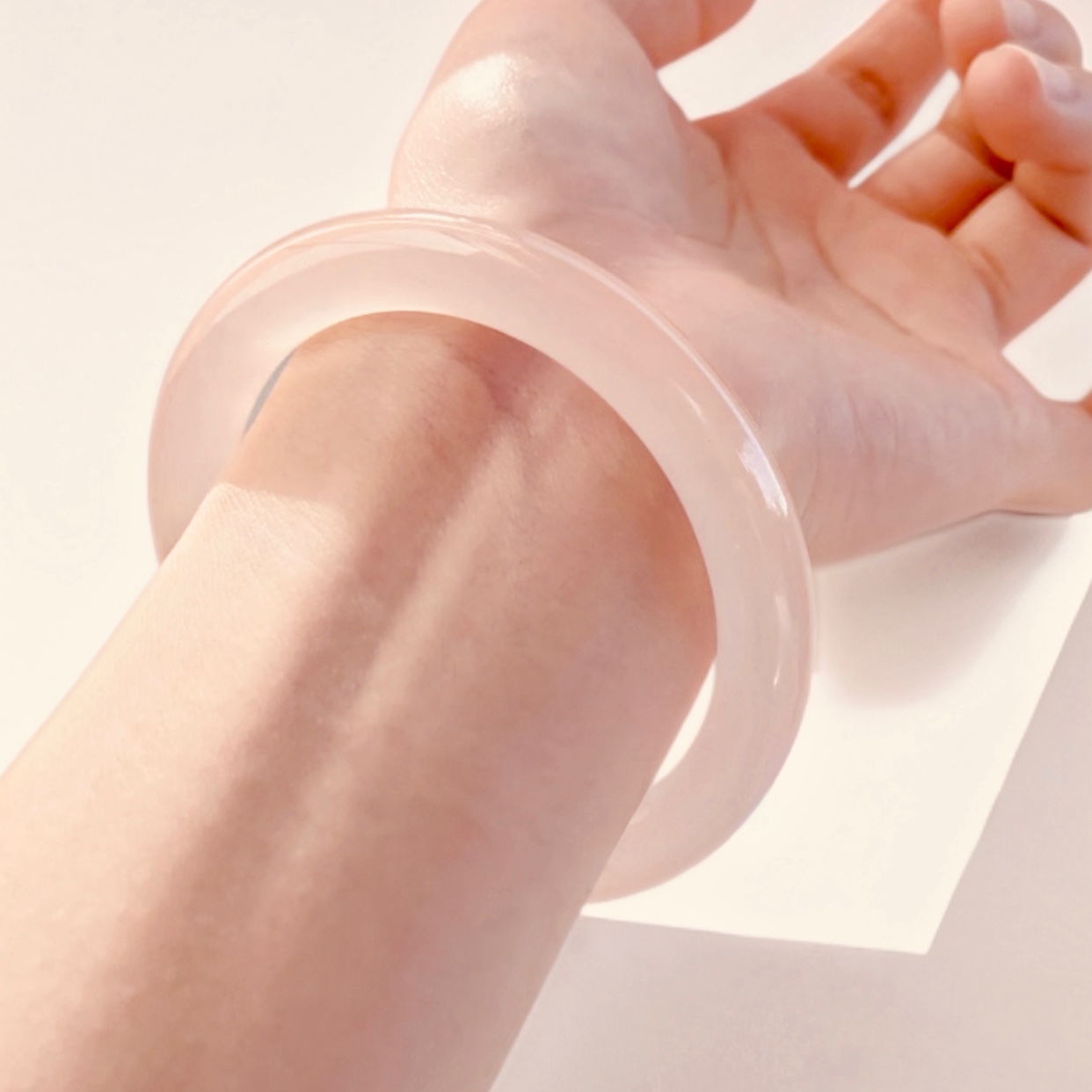 特级冰透西柚粉天然玉镯藕粉圆条