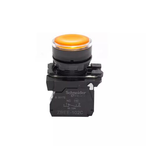 正品施耐德带灯平头按钮开关 ZBEE-101C ZBV-B5EC 黄色自复位 24V