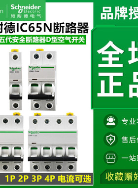 施耐德A9断路器D型 IC65N 1P 2P 3P4P空气开关1A 2A 4A 6ADZ47型