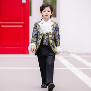 儿童演出服复古欧洲宫廷风男童白马王子cos中世纪童话表演服装