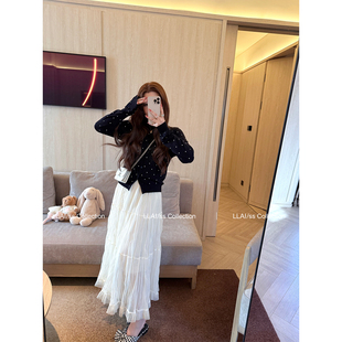 来来LLAI 这条chao好搭配 褶皱薄雾纱裙女春夏高腰A字百褶半身裙