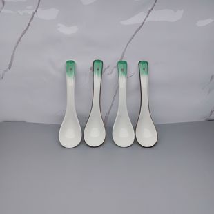 陶瓷勺子长柄翡翠款兰州拉面搭配长勺调羹家用汤匙面馆餐具