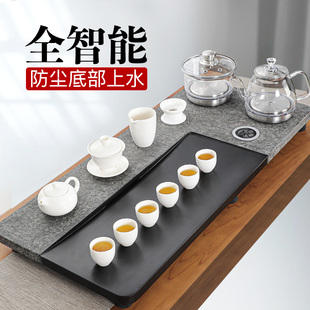 全自动上水茶台烧水壶一体电磁炉家用茶海定制刻字 乌金石茶盘套装