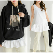 吊带背心女内搭宽松遮屁股背心裙卫衣打底神器白色百褶荷叶边下摆