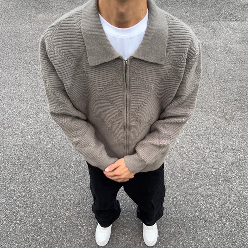秋季新款韩版休闲针织衫拉链外套