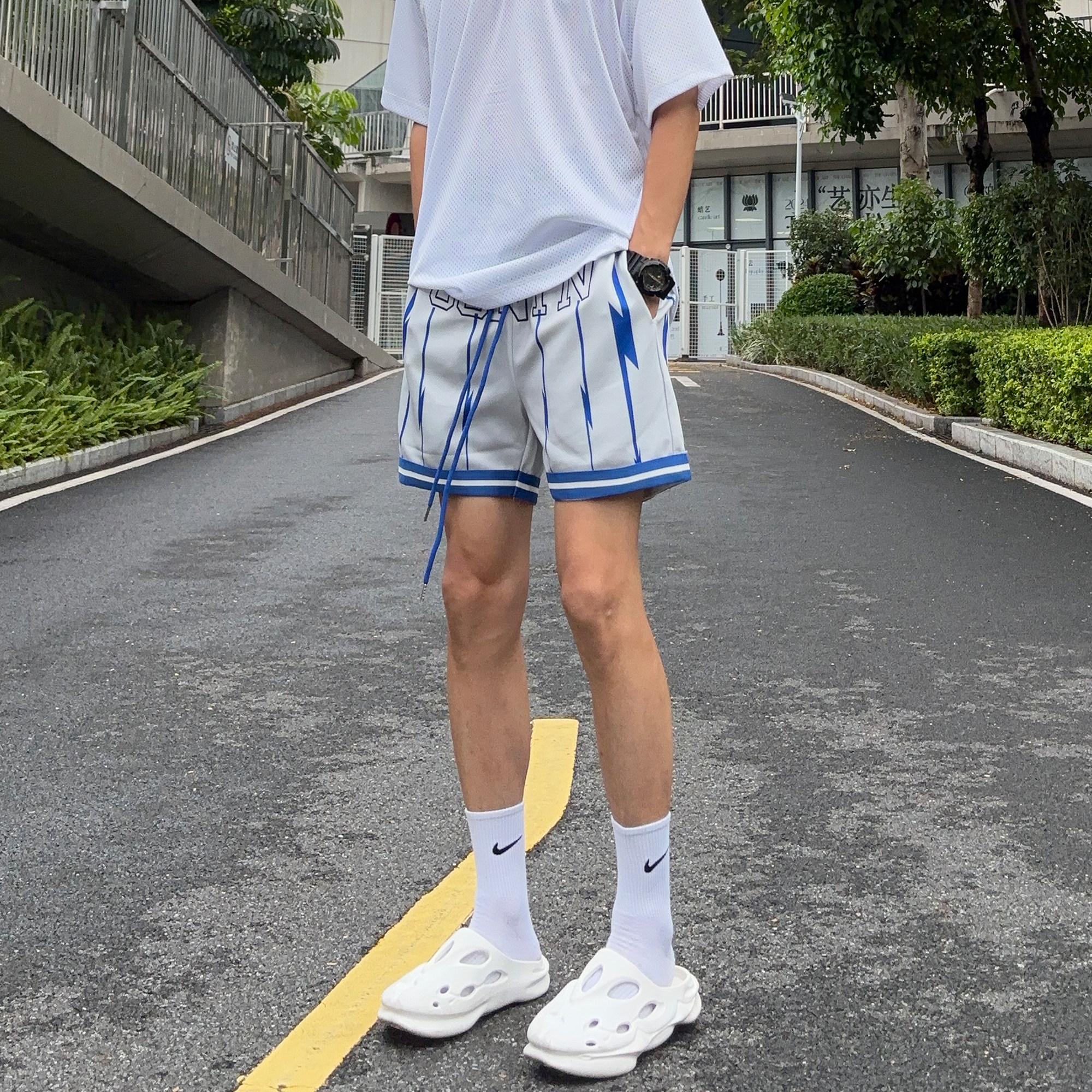 UBCG300克网眼短裤男夏季美式篮球裤刺绣四分运动男士训练休闲裤