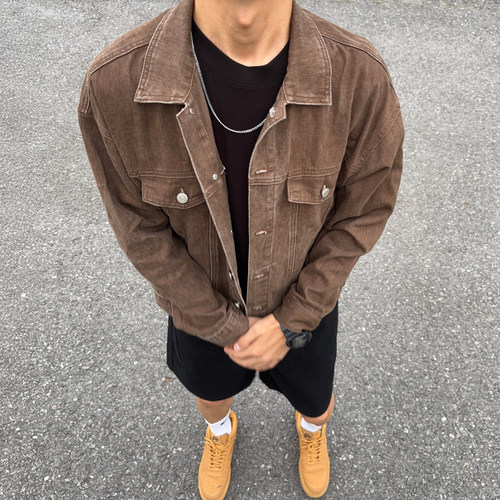 美式复古宽松牛仔外套男士